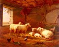 納屋の羊と鶏とヤギ ユージン・フェルベックホーフェンの動物